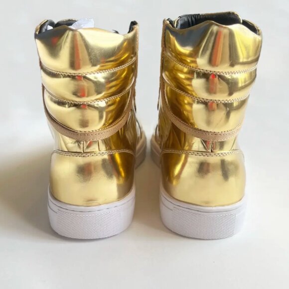 NWOT ANDROID HOMME Luxury Designer GOLD HIGH TOP SNEAKERS  Mens 9 - Picture 4 of 4